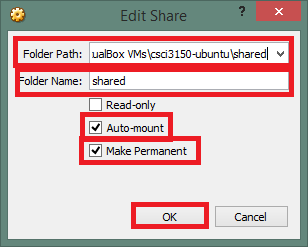 Setup "shared" folder